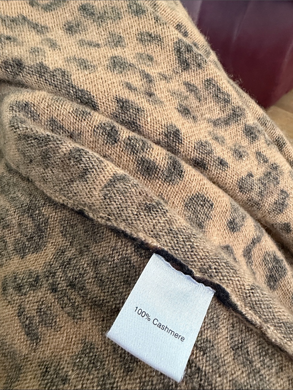 Saks Fifth Avenue 100% Cashmere Leopard Print Open-Front Cardigan Beige & Black - Picture 10 of 11